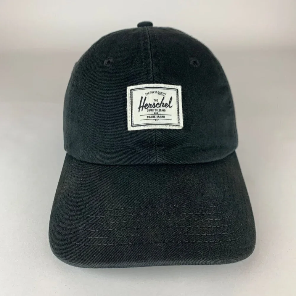 The Herschel Supply Co Unisex Black Relaxed Fit Strapback Adjustable Hat